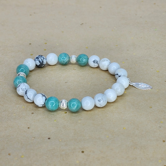 Bracelet Sérénité Céleste - Howlite - Amazonite & Argent Fée de Laurier