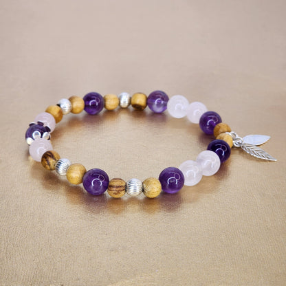 Bracelet Aurore Céleste – Quartz, Améthyste, Palo Santo & Argent Fée de Laurier