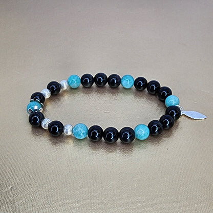 Bracelet Bouclier de Sérénité - Obsidienne Dorée - Amazonite & Argent 925 Fée de Laurier