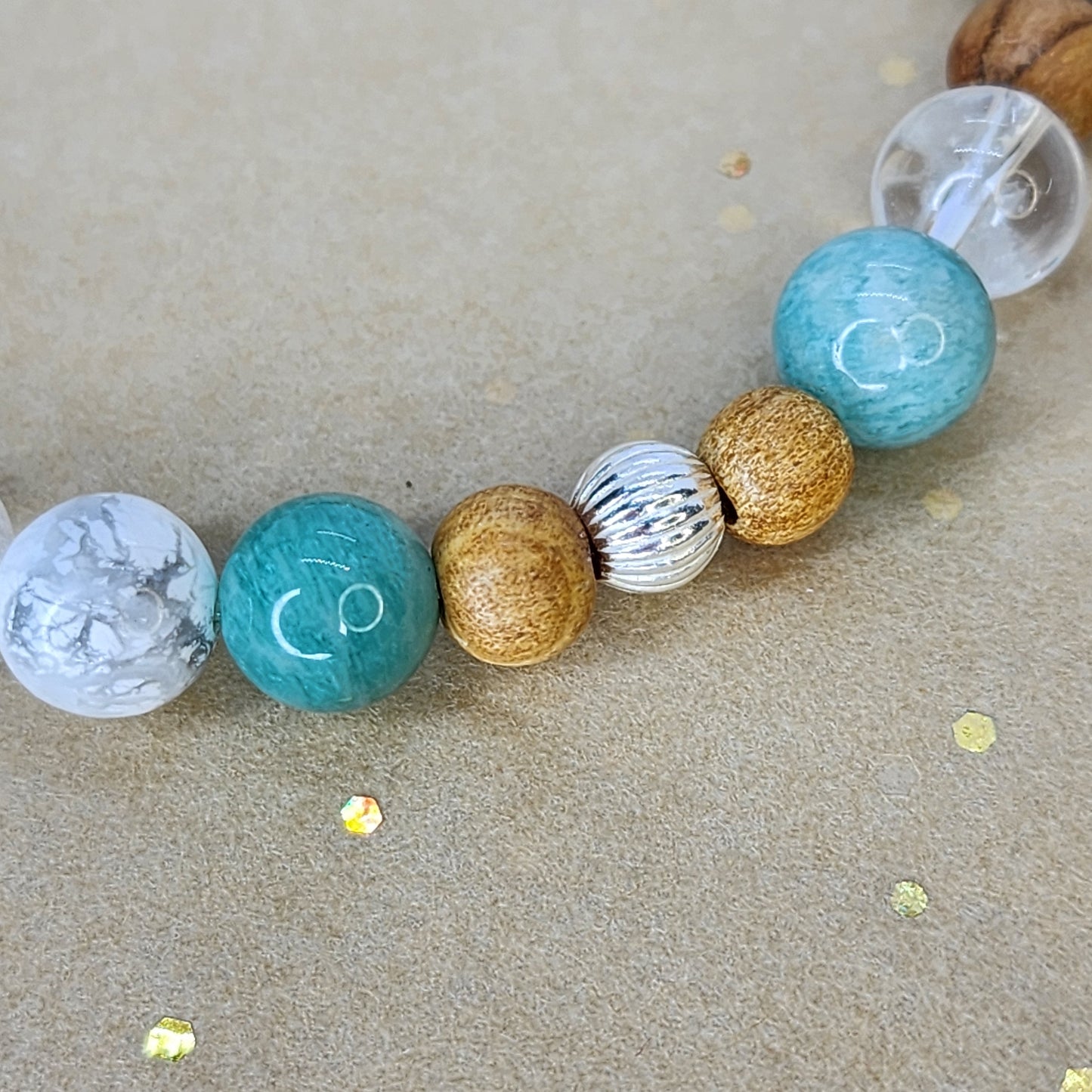 Bracelet Puissance - Big One - Palo Santo - Amazonite - Howlite - Cristal & Argent Fée de Laurier