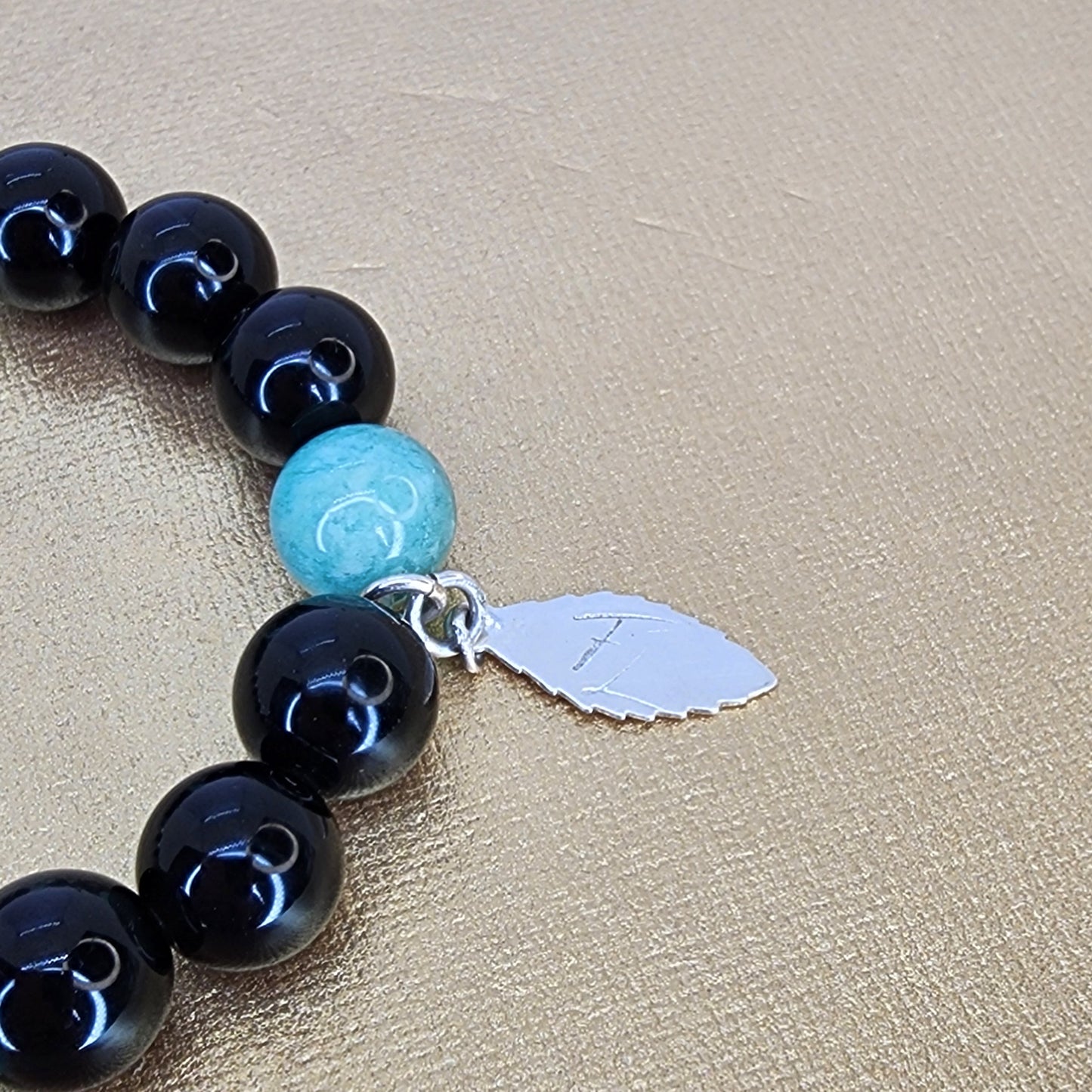 Bracelet Bouclier de Sérénité - Obsidienne Dorée - Amazonite & Argent 925 Fée de Laurier
