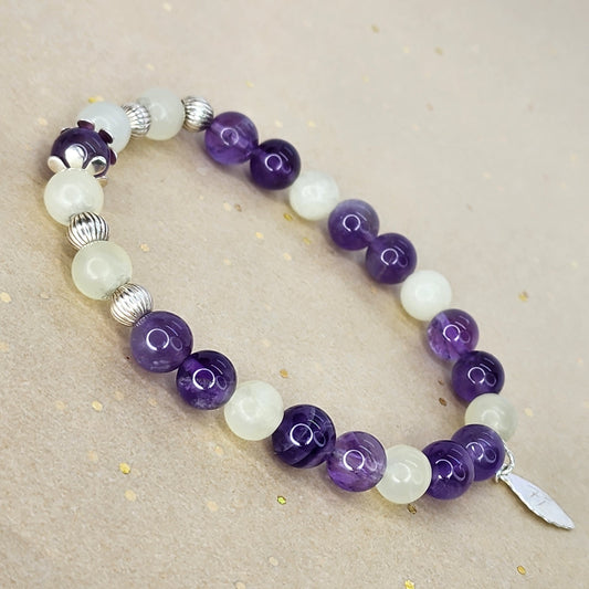 Bracelet Richesse Intérieure - Améthyste - Jade & Argent Fée de Laurier
