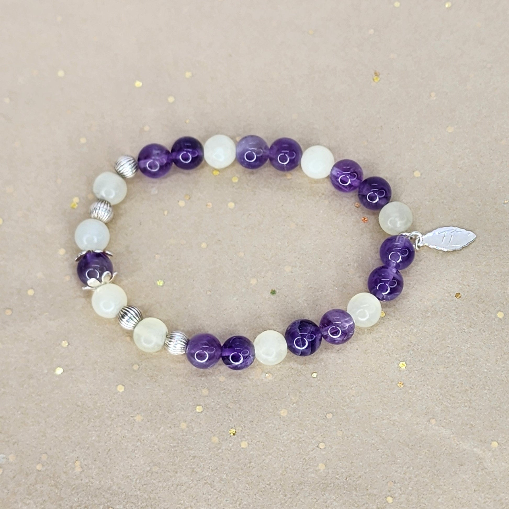 Bracelet Richesse Intérieure - Améthyste - Jade & Argent Fée de Laurier