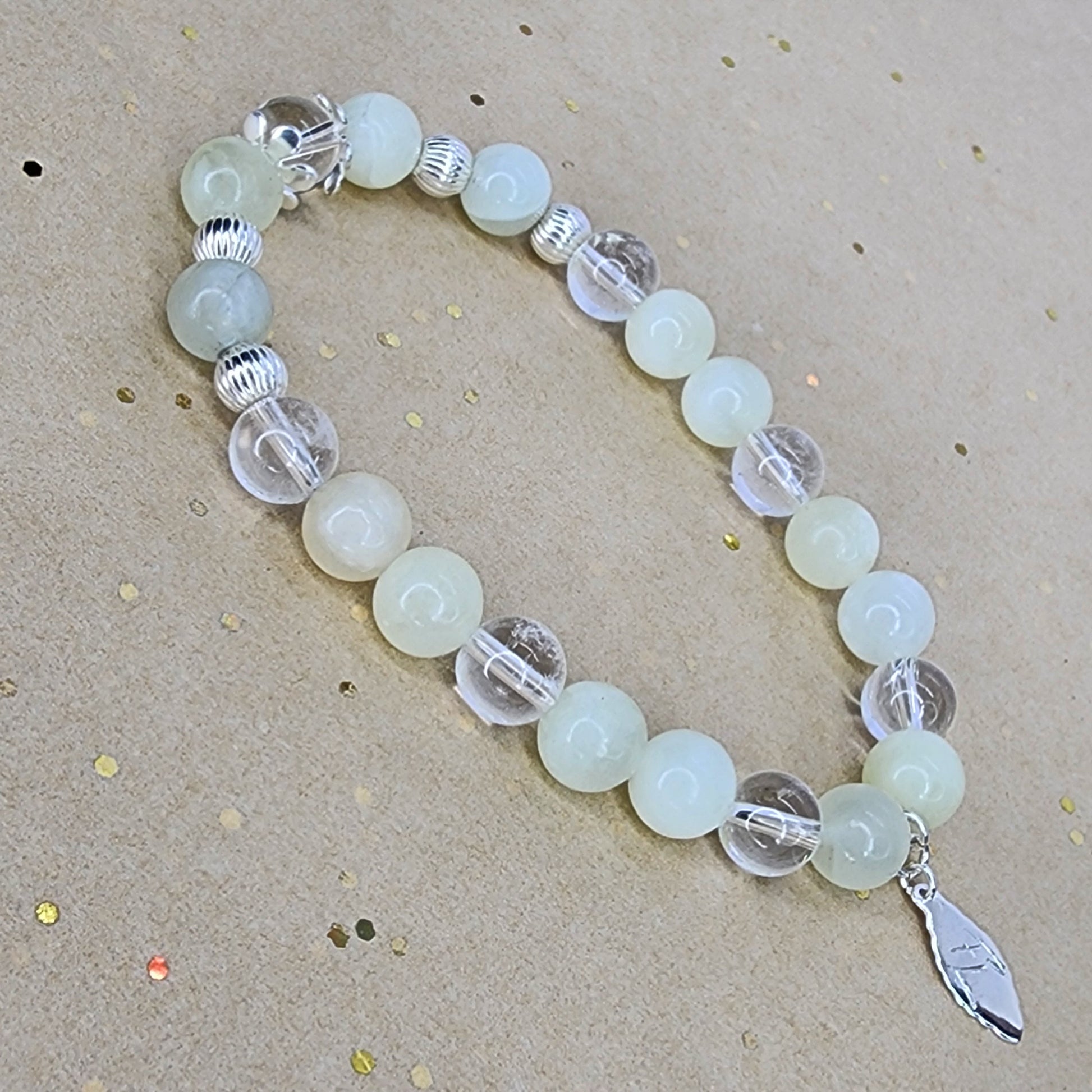 Bracelet Eveil Lumineux - Jade Verte - Cristal & Argent Fée de Laurier