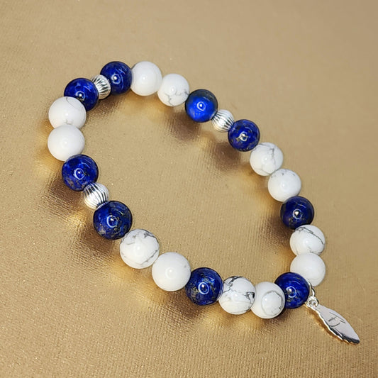 Bracelet Mô d'Azur - Bracelet - Lapis Lazuli - Howlite - Argent 925 Fée de Laurier