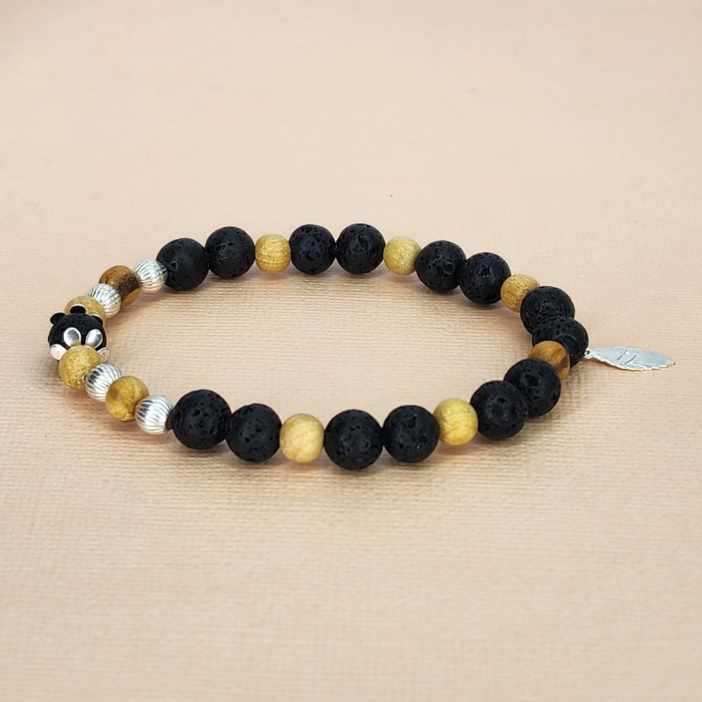 Bracelet Esprit Ancestral - Lave, Palo Santo & Argent Fée de Laurier