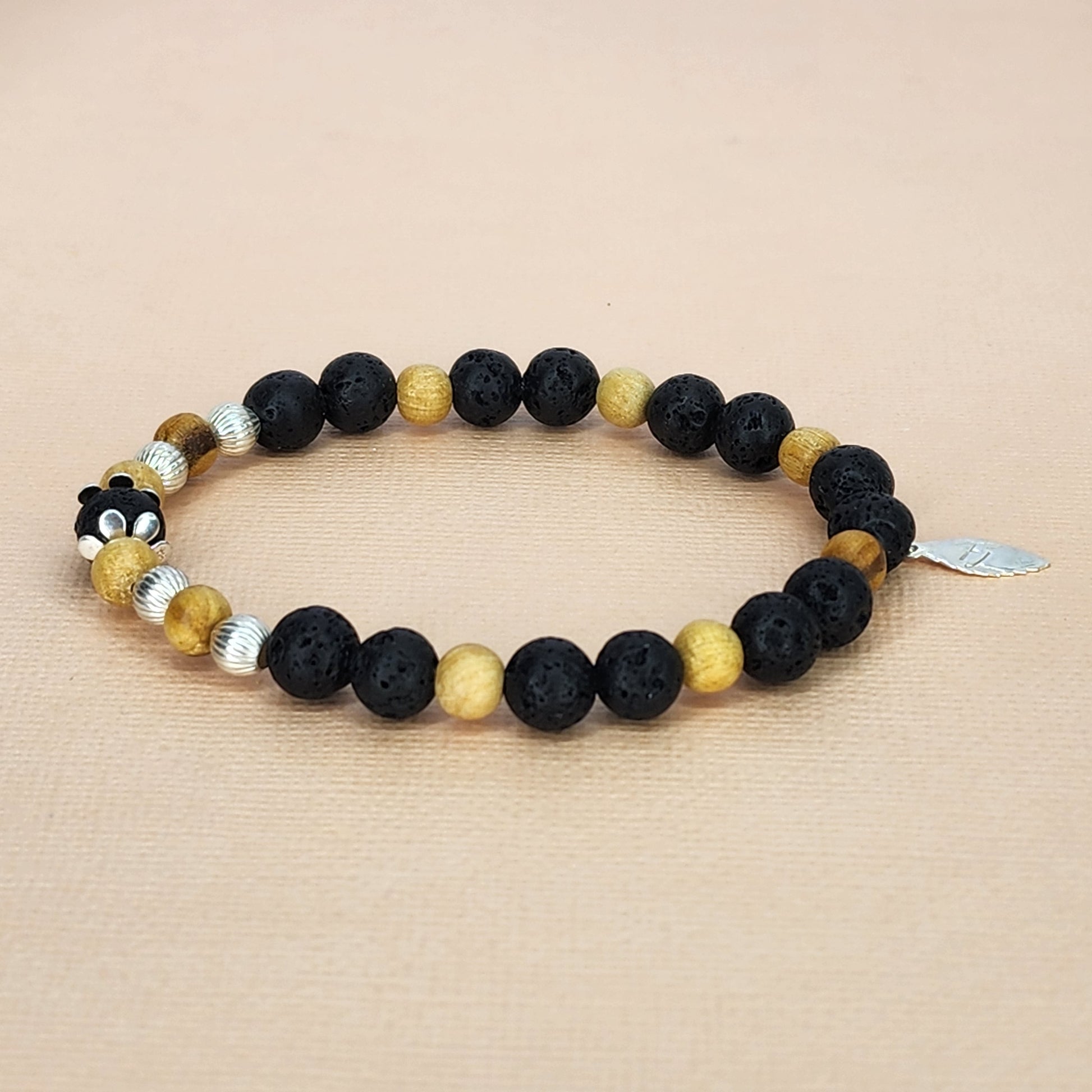 Bracelet Esprit Ancestral - Lave, Palo Santo & Argent Fée de Laurier