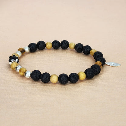 Bracelet Esprit Ancestral - Lave, Palo Santo & Argent Fée de Laurier