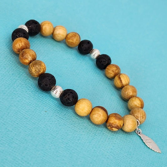 Bracelet Sagesse Posée - Lave, Palo Santo & Argent Fée de Laurier