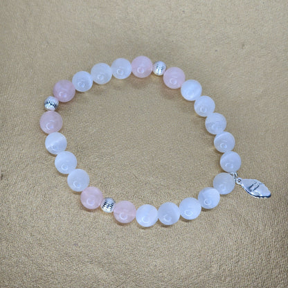bracelet énergétique en quartz rose et argent 925