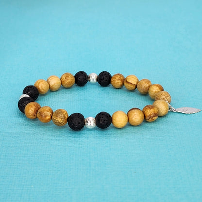 Bracelet Sagesse Posée - Lave, Palo Santo & Argent Fée de Laurier
