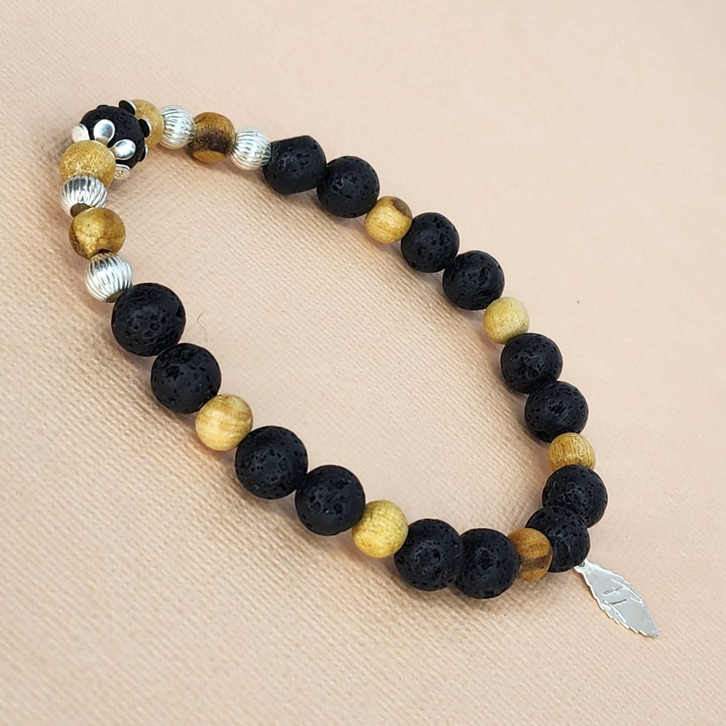 Bracelet Esprit Ancestral - Lave, Palo Santo & Argent Fée de Laurier