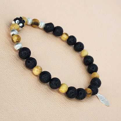 Bracelet Esprit Ancestral - Lave, Palo Santo & Argent Fée de Laurier