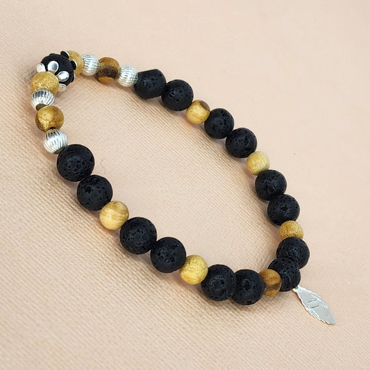 Bracelet Esprit Ancestral - Lave, Palo Santo & Argent Fée de Laurier