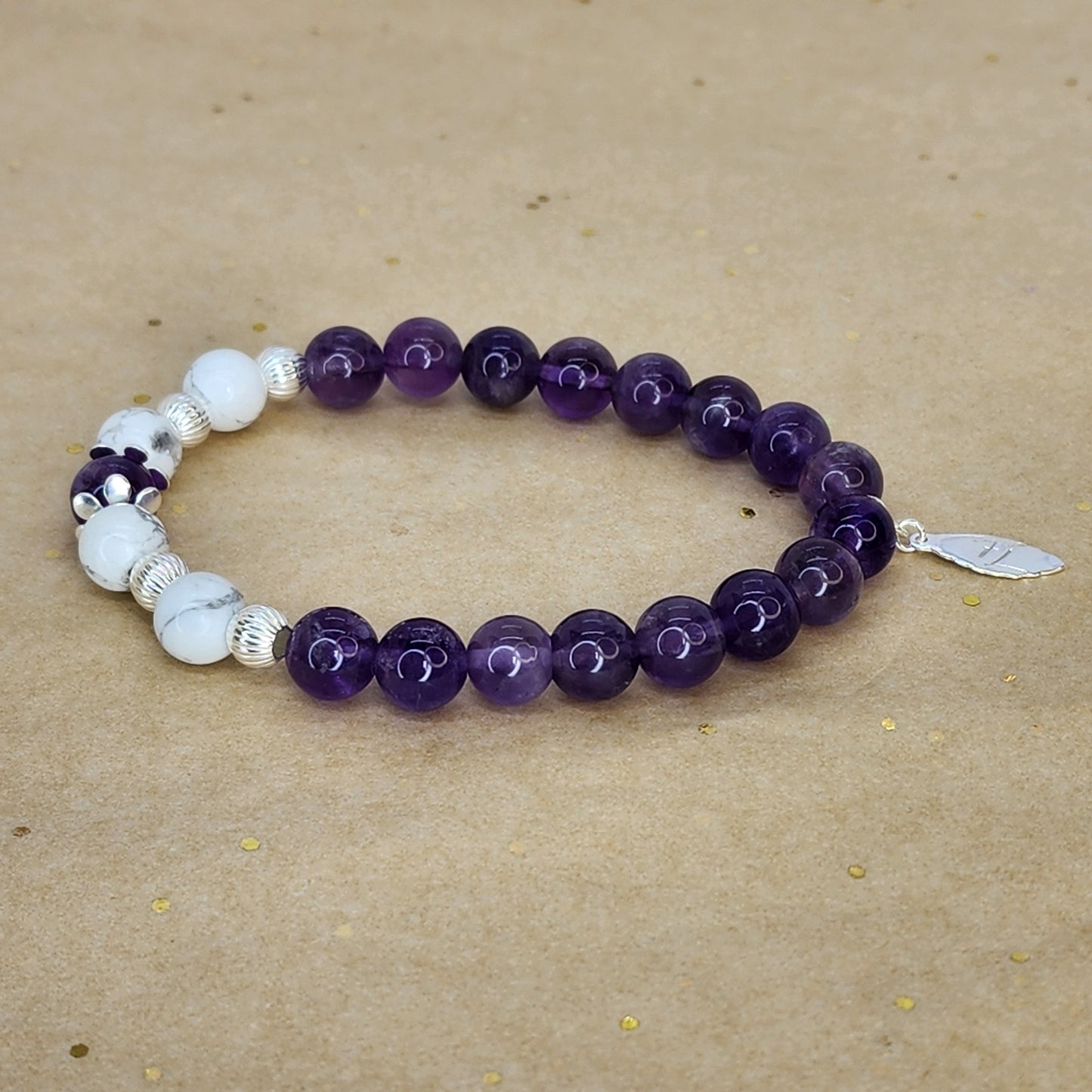 Bracelet Connexion Sacrée - Améthyste - Howlite & Argent Fée de Laurier