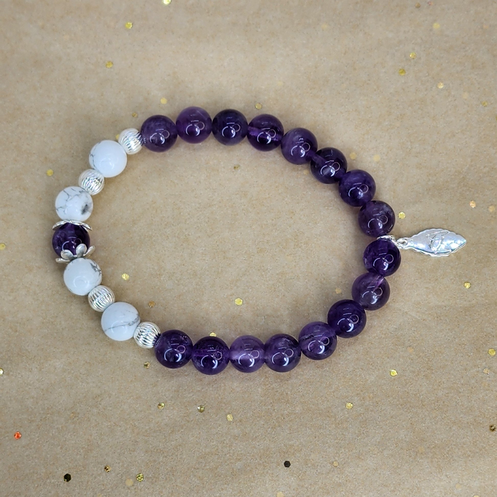 Bracelet Connexion Sacrée - Améthyste - Howlite & Argent Fée de Laurier