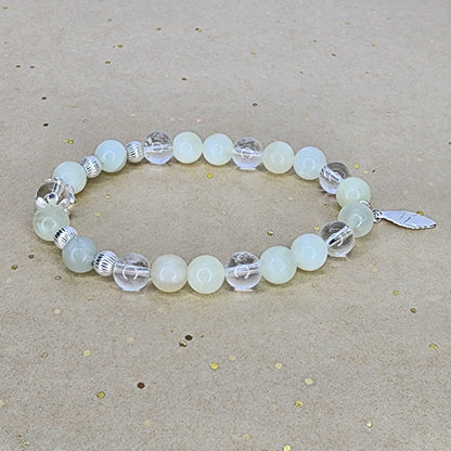 Bracelet Eveil Lumineux - Jade Verte - Cristal & Argent Fée de Laurier